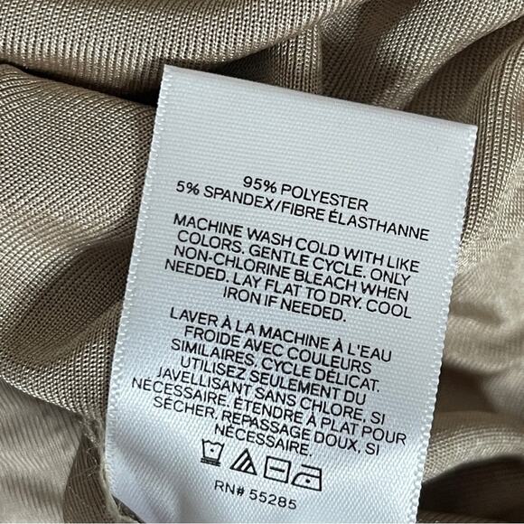 Express Shiny Halter Neck Wrap Front Bodysuit Thong Tan Gold Size M - Picture 6 of 6